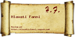 Hlavati Fanni névjegykártya